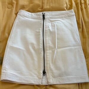 Free People Cream Front Zip Mini Skirt
